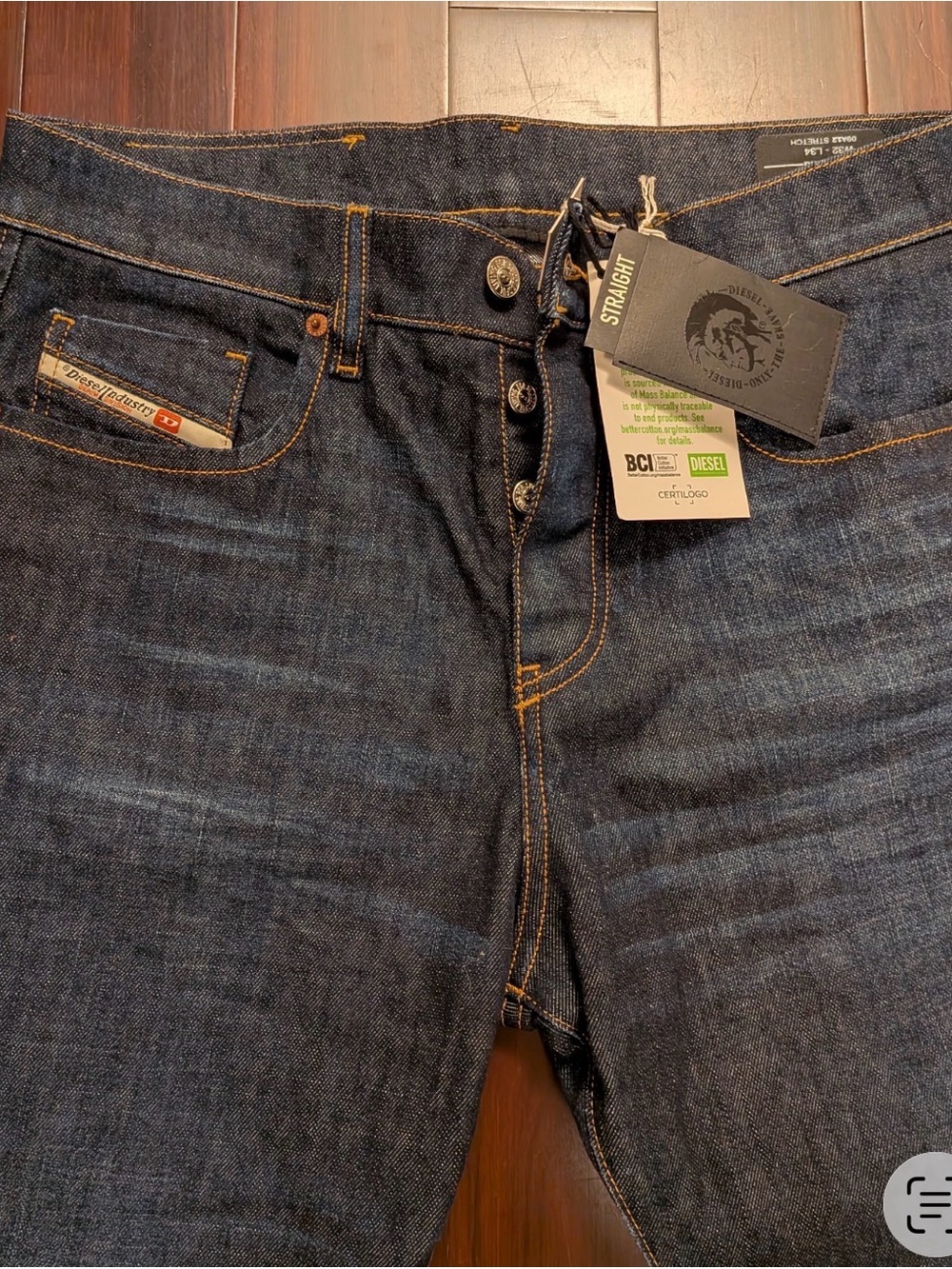 Men's Straight Fit Dark Indigo Jeans with Contrast Stitching